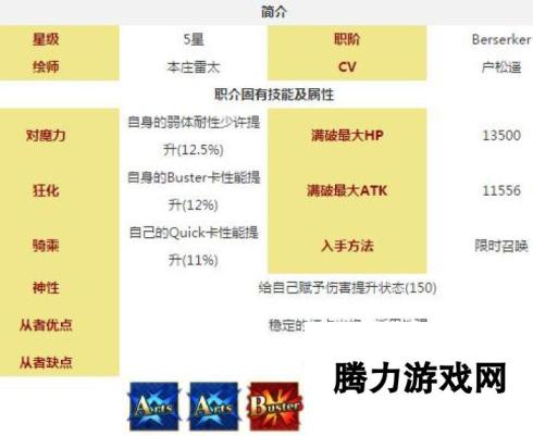 命运冠位指定fgo源赖光满破技能属性一览