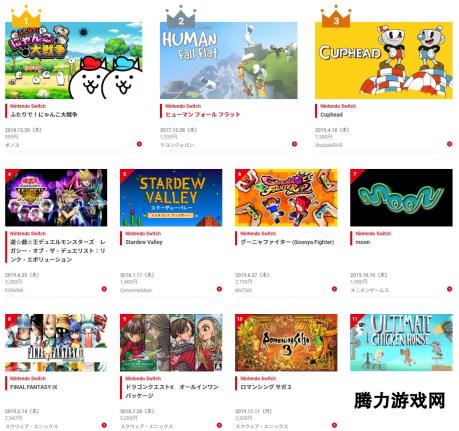 任天堂日服Switch2019下载榜单 《宝可梦：剑》夺魁