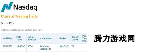 动视暴雪纳斯达克停牌 微软或将于明日宣布收购完成