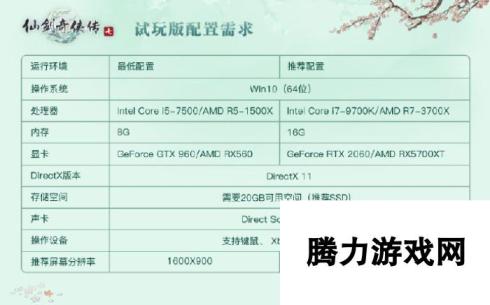 仙剑奇侠传七试玩版 RTX 2060推荐配置开启预约，RTX 2060配置推荐